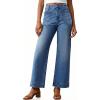 imageCicy Bell Womens Cropped Wide Leg Jeans Stretchy High Waisted Trendy Capri Baggy Denim Ankle Pants with PocketsWash Blue