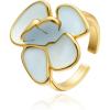 imageCicy Bell Womens Floral Glazed Ring 18K Gold Plated Blue Flower Plants Stackable Rings Trendy Jewelry Gift For Mom WifeSize 9