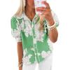 imageCicy Bell Womens Puff Sleeve Button Down Shirts Floral Print Summer Casual Tops Boho Loose Fit Collared BlouseGreen
