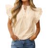 imageCicy Bell Womens Ruffle Cap Sleeve Blouses V Neck Dressy Casual Tops Summer Sleeveless Cotton ShirtsBeige