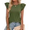 imageCicy Bell Womens Ruffle Cap Sleeve TShirts Dressy Casual Summer Lace Tank Tops Crewneck Cute Basic TeeArmy Green