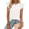imageCicy Bell Womens Ruffle Cap Sleeve TShirts Dressy Casual Summer Lace Tank Tops Crewneck Cute Basic TeeWhite