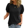 imageCicy Bell Womens Short Puff Sleeve Tops Crew Neck Ribbed Summer TShirts Loose Fit Flowy Tunic BlousesBlack