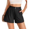 imageCicy Bell Womens Summer Elastic High Waisted Shorts Pleated Wide Leg Trendy Casual A Line Comfy ShortsBlack