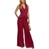 imageCicy Bell Womens Vest Sets Summer 2 Piece Outfits Button Crop Blazer Vest and Wide Leg Pant SuitsBurgundy