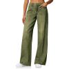 imageCicy Bell Womens Wide Leg Jeans High Waisted Baggy Stretchy Front Seam Denim Pants with PocketsArmy Green