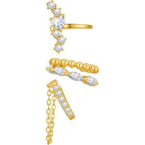 imageCicy Bell 18k Gold Plated Earrings for Women Layered Stackable Hypoallergenic Cubic Zirconia Dangle Huggie Cartilage Earring Stacks Party JewelryGold