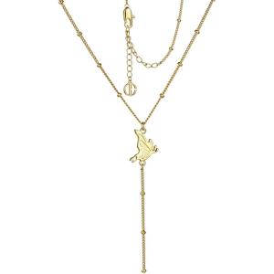 imageCicy Bell 18k Gold Plated Y Shaped Pendant Necklace for Women Butterfly Dainty Bead Chain Drop Necklace Trend Jewelry Gift 177  19 ExtenderYellow Gold