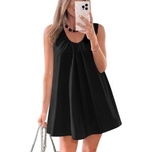 imageCicy Bell Womens Babydoll Tank Mini Dress Scoop Neck Summer Sleeveless Short Sundress Vacation Beach Dresses with PocketsBlack