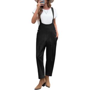 imageCicy Bell Womens Casual Bib Overalls Sleeveless Adjustable Straps Barrel Leg Jumpsuits Loose Summer Long Romper with Pockets