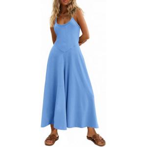 imageCicy Bell Womens Casual Wide Leg Jumpsuits Summer Spaghetti Strap Sleeveless Cut Out Loose Long Pant Rompers with PocketsBlue
