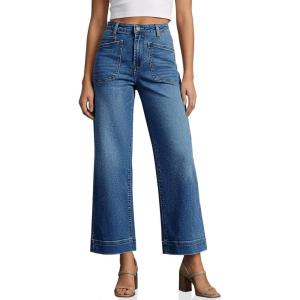 imageCicy Bell Womens Cropped Wide Leg Jeans Stretchy High Waisted Trendy Capri Baggy Denim Ankle Pants with PocketsBlue