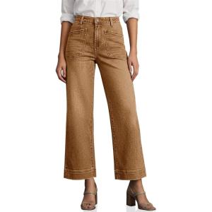 imageCicy Bell Womens Cropped Wide Leg Jeans Stretchy High Waisted Trendy Capri Baggy Denim Ankle Pants with PocketsKhaki