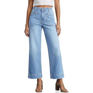 imageCicy Bell Womens Cropped Wide Leg Jeans Stretchy High Waisted Trendy Capri Baggy Denim Ankle Pants with PocketsLight Blue