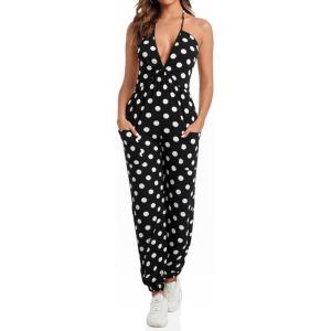 imageCicy Bell Womens Sexy Halter Jumpsuits Casual Deep V Nevk Beach Jogger Long Pants RompersBlack1