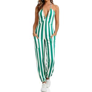 imageCicy Bell Womens Sexy Halter Jumpsuits Casual Deep V Nevk Beach Jogger Long Pants RompersGreen1