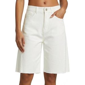 imageCicy Bell Womens Summer High Waisted Jeans Shorts Casual Wide Leg Bermuda Jorts Baggy Denim Shorts with PocketsWhite