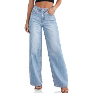 imageCicy Bell Womens Wide Leg Baggy Jeans High Waisted Boyfriend Loose Denim Pants with PocketsBaby Blue