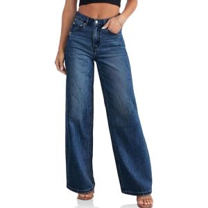 imageCicy Bell Womens Wide Leg Baggy Jeans High Waisted Boyfriend Loose Denim Pants with PocketsNavy