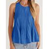 imageCicy Bell Pleated Peplum Tank Tops for Women Summer Casual Sleeveless Womens Babydoll Blouse Flowy Cotton ShirtBlue