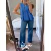 imageCicy Bell Pleated Peplum Tank Tops for Women Summer Casual Sleeveless Womens Babydoll Blouse Flowy Cotton ShirtBlue