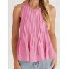 imageCicy Bell Pleated Peplum Tank Tops for Women Summer Casual Sleeveless Womens Babydoll Blouse Flowy Cotton ShirtBright Pink
