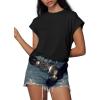 imageCicy Bell Women Summer Cap Sleeve Tops Casual Crew Neck Plain T Shirts Loose Fit Basic Tees Black