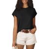 imageCicy Bell Women Summer Cap Sleeve Tops Casual Crew Neck Plain T Shirts Loose Fit Basic Tees Black