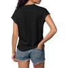 imageCicy Bell Women Summer Cap Sleeve Tops Casual Crew Neck Plain T Shirts Loose Fit Basic Tees Black