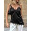 imageCicy Bell Women Summer Satin Cami Tops Spaghetti Strap Lace V Neck Cute Camisole Party Pajamas Asymmetrical Hem Tank TopsBlack
