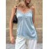 imageCicy Bell Women Summer Satin Cami Tops Spaghetti Strap Lace V Neck Cute Camisole Party Pajamas Asymmetrical Hem Tank TopsSky Blue