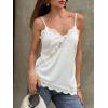 imageCicy Bell Women Summer Satin Cami Tops Spaghetti Strap Lace V Neck Cute Camisole Party Pajamas Asymmetrical Hem Tank TopsWhite