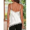 imageCicy Bell Women Summer Satin Cami Tops Spaghetti Strap Lace V Neck Cute Camisole Party Pajamas Asymmetrical Hem Tank TopsWhite