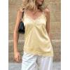 imageCicy Bell Women Summer Satin Cami Tops Spaghetti Strap Lace V Neck Cute Camisole Party Pajamas Asymmetrical Hem Tank TopsYellow