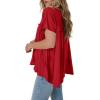 imageCicy Bell Women Summer T Shirts Babydoll Tops Pleated Short Sleeve Crew Neck Peplum Blouse Casual Loose Fit Red