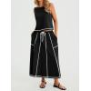 imageCicy Bell Womens 2 Piece Outfits Cropped Sleeveless Tank Tops Lounge Sets High Waisted Drawstring Maxi Skirt Matching SetsBlack