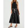 imageCicy Bell Womens 2 Piece Outfits Cropped Sleeveless Tank Tops Lounge Sets High Waisted Drawstring Maxi Skirt Matching SetsBlack