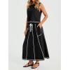 imageCicy Bell Womens 2 Piece Outfits Cropped Sleeveless Tank Tops Lounge Sets High Waisted Drawstring Maxi Skirt Matching SetsBlack