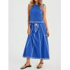 imageCicy Bell Womens 2 Piece Outfits Cropped Sleeveless Tank Tops Lounge Sets High Waisted Drawstring Maxi Skirt Matching SetsBlue