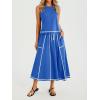 imageCicy Bell Womens 2 Piece Outfits Cropped Sleeveless Tank Tops Lounge Sets High Waisted Drawstring Maxi Skirt Matching SetsBlue