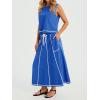 imageCicy Bell Womens 2 Piece Outfits Cropped Sleeveless Tank Tops Lounge Sets High Waisted Drawstring Maxi Skirt Matching SetsBlue