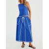 imageCicy Bell Womens 2 Piece Outfits Cropped Sleeveless Tank Tops Lounge Sets High Waisted Drawstring Maxi Skirt Matching SetsBlue