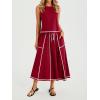 imageCicy Bell Womens 2 Piece Outfits Cropped Sleeveless Tank Tops Lounge Sets High Waisted Drawstring Maxi Skirt Matching SetsWine Red