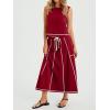 imageCicy Bell Womens 2 Piece Outfits Cropped Sleeveless Tank Tops Lounge Sets High Waisted Drawstring Maxi Skirt Matching SetsWine Red