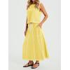 imageCicy Bell Womens 2 Piece Outfits Cropped Sleeveless Tank Tops Lounge Sets High Waisted Drawstring Maxi Skirt Matching SetsYellow