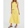 imageCicy Bell Womens 2 Piece Outfits Cropped Sleeveless Tank Tops Lounge Sets High Waisted Drawstring Maxi Skirt Matching SetsYellow