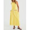 imageCicy Bell Womens 2 Piece Outfits Cropped Sleeveless Tank Tops Lounge Sets High Waisted Drawstring Maxi Skirt Matching SetsYellow