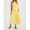 imageCicy Bell Womens 2 Piece Outfits Cropped Sleeveless Tank Tops Lounge Sets High Waisted Drawstring Maxi Skirt Matching SetsYellow