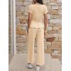 imageCicy Bell Womens 2 Piece Outfits Smocked Short Sleeve Tops Wide Leg Elastic Waist Pants Casual Boho Lounge Matching SetsBeige
