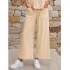 imageCicy Bell Womens 2 Piece Outfits Smocked Short Sleeve Tops Wide Leg Elastic Waist Pants Casual Boho Lounge Matching SetsBeige
